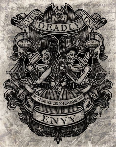 The 7 deadly sins, also known as the capital vices or cardinal sins, is a classification of objectionable vices. ENVY: Seven Deadly Sins | Seven deadly sins tattoo, 7 ...