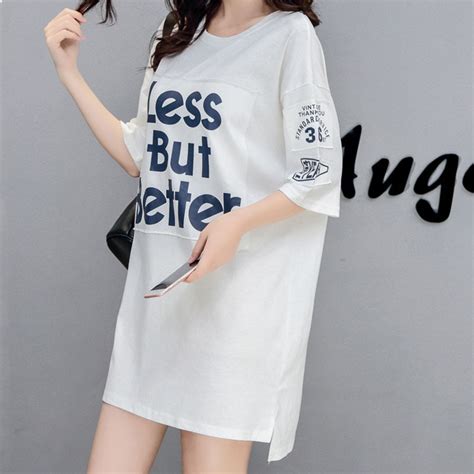 Bonjean Fashion Summer Maternity Long T Shirts Letter Printed Cotton