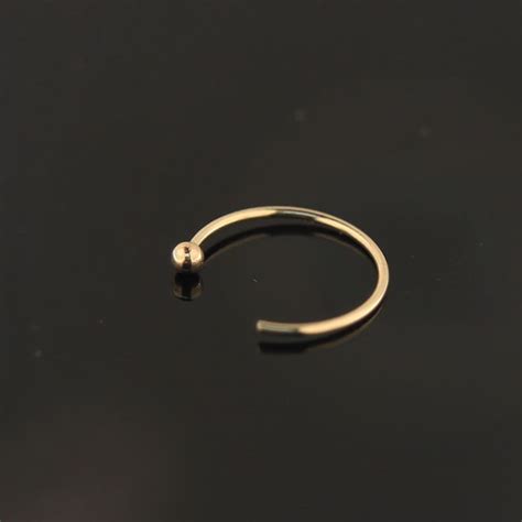 14ct Gold Nose Ring Hoop Open Nose Hoop Tiny Nose Hoop Thin Etsy