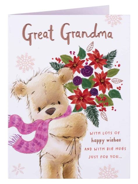 Peace love and cookies by erika firm. Bear with Bouquet Great Grandma Christmas Card - Single ...