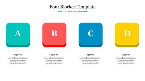 Editable Four Blocker Template Presentation