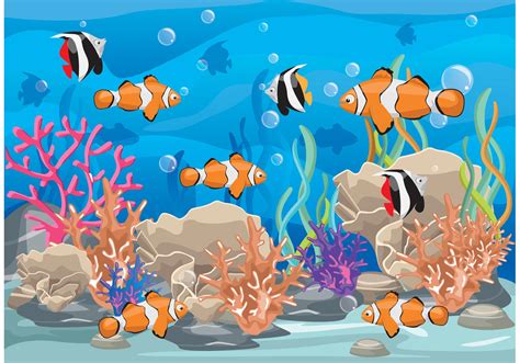 Coral Reef With Fish Vector Download Free Vector Art Stock Graphics