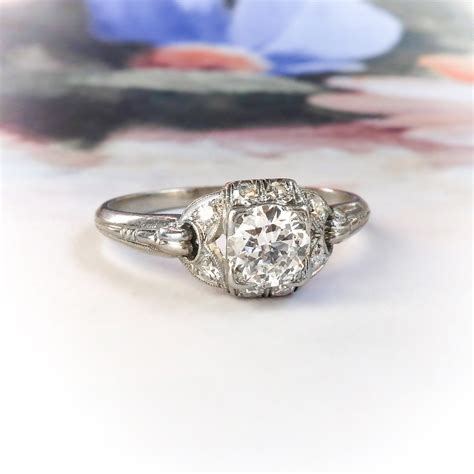 Antique Diamond Engagement Ring Circa 1930s Edwardian 61cttw Old