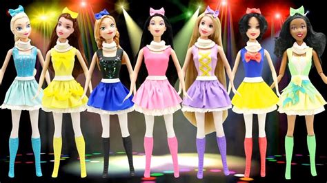 play doh dresses disney princesses tiana belle rapunzel snow white mulan elsa and anna youtube