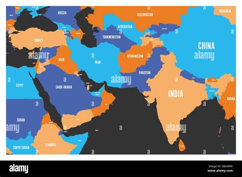 Middle East Asia Editable Continent Map With Countries Gambaran