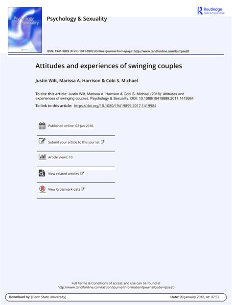 Pdf Attitudes And Experiences Of Swinging Couples