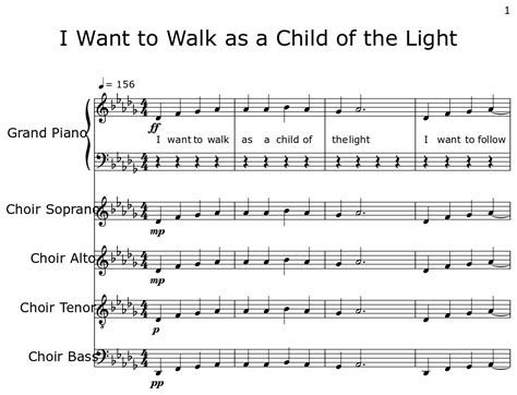 I Want To Walk As A Child Of The Light Sheet Music For Piano Choir Tenor