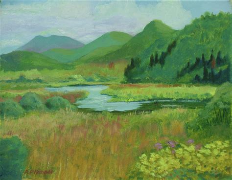 Adirondacs And Saranac River Painting By Robert P Hedden Fine Art America