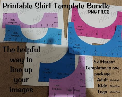 Printable T-shirt alignment tool template Bundle Adult & | Etsy