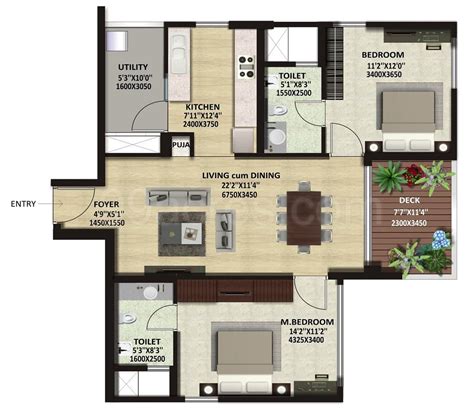 2bhk House Plan With Pooja Room
