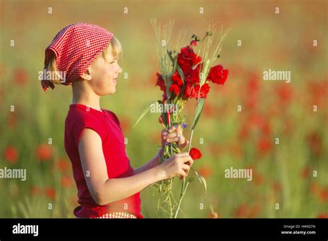 Flower Meadow Girl Headscarf Poppies Pick Side View 7 10 Years