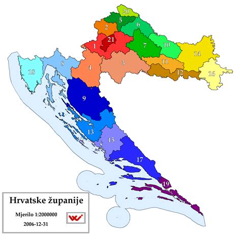 Karta županija Republike Hrvatske Karta