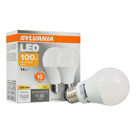 Sylvania Led Light Bulbs 14w 100w Equivalent Soft White 2 Count