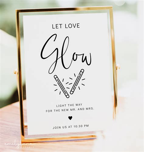Let Love Glow Wedding Sign Template Minimalist Glow Stick Etsy