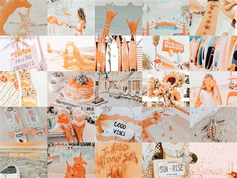 Peachy Vsco Aesthetic Wall Collage Kit 120pc Peachy Decor Etsy Canada