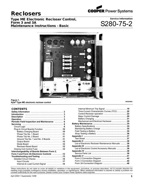 S280 75 2 Reclosers Type Me Electronic Recloser Control Form 3 And 3a