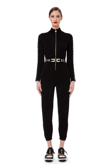 Jumpsuit In Chenille With Logoed Bands Elisabetta Franchi® Outlet