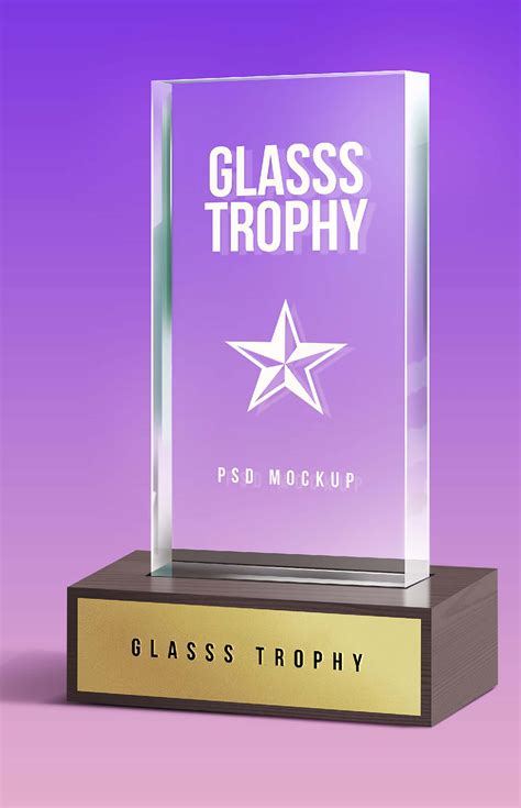 Glass Trophy T Mockup Psd