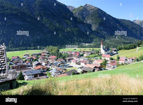 Holzgau Lechtal Valley Of River Lech And Village Holzgau Lechtal