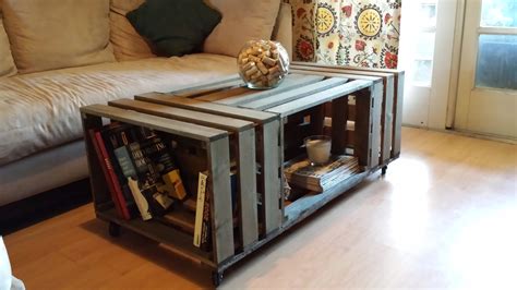 Wine crate coffee table rectangle. Rolling Rectangle Wood Crate Coffee Table | Wooden crate ...