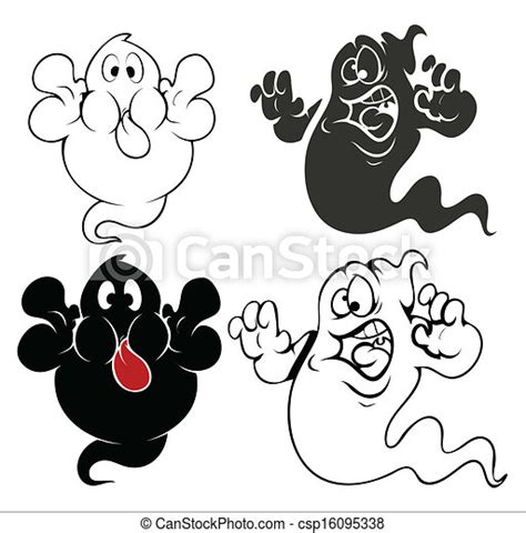 set of funny cartoon ghosts vector drawing art of set of funny cartoon ghosts vector