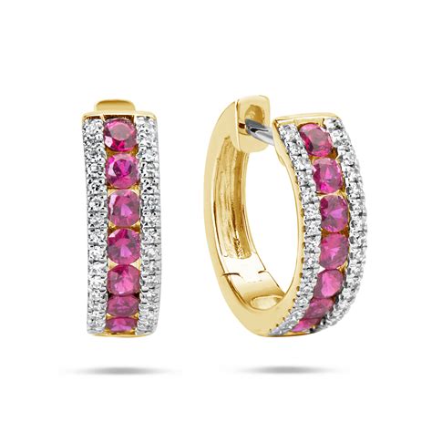 Dilamani Jewelry Ruby Diamond Huggie Earring
