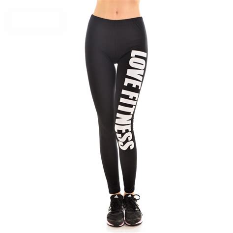 Buy New 9096 Sexy Girl Workout Pants Fashion Black White Love Fitness Letter