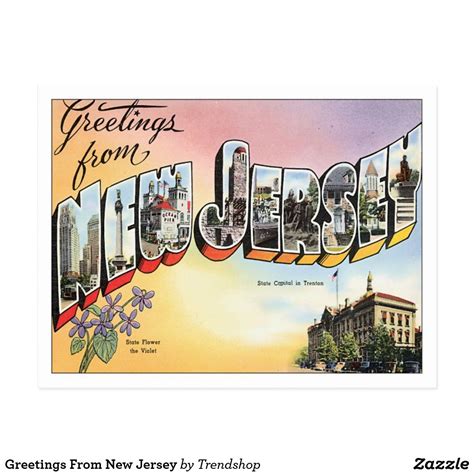 Greetings From New Jersey Postcard New Jersey Old