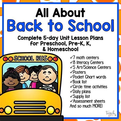 Back To School 5 Day Lesson Plan For Preschool Prek K And Homeschool