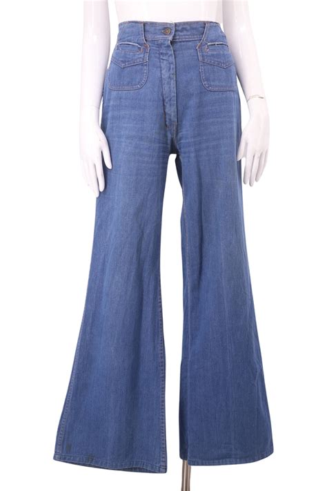 70s Denim High Waisted Bell Bottom Jeans Sz 28 Vintage 1970s Trousers Bells Flares Pants M