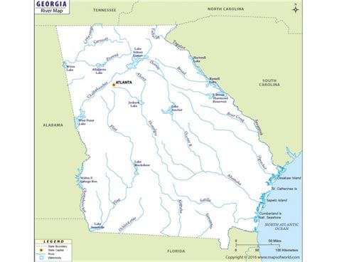 Georgia Lakes And Rivers Map