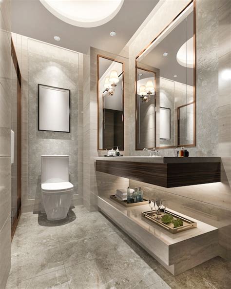 Роскошный современный дизайн ванной комнаты и туалета Премиум Фото
