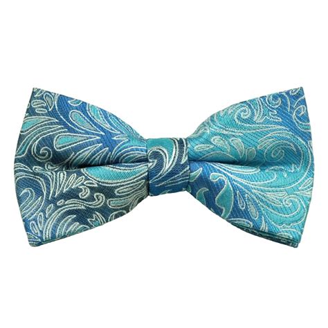 Blue Silver And Turquoise Paisley Silk Bow Tie From Ties Planet Uk