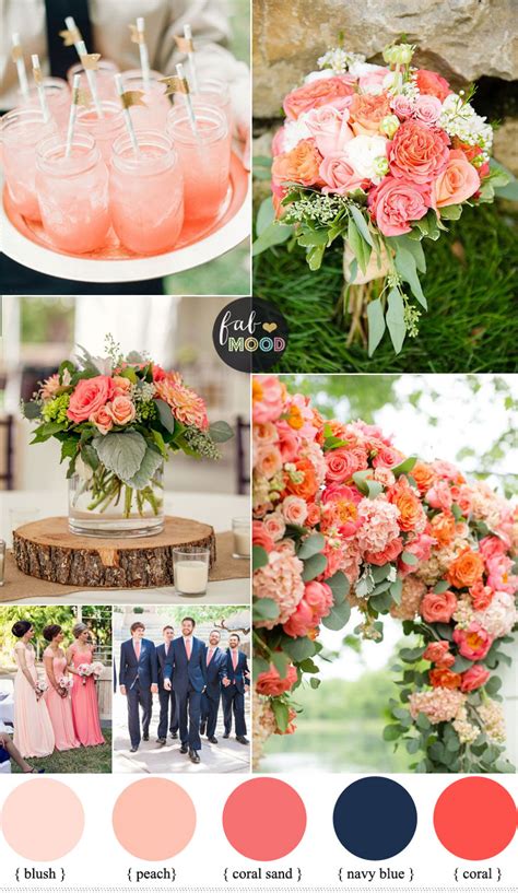 Dusty Blue Peach And Coral Wedding Color Palette