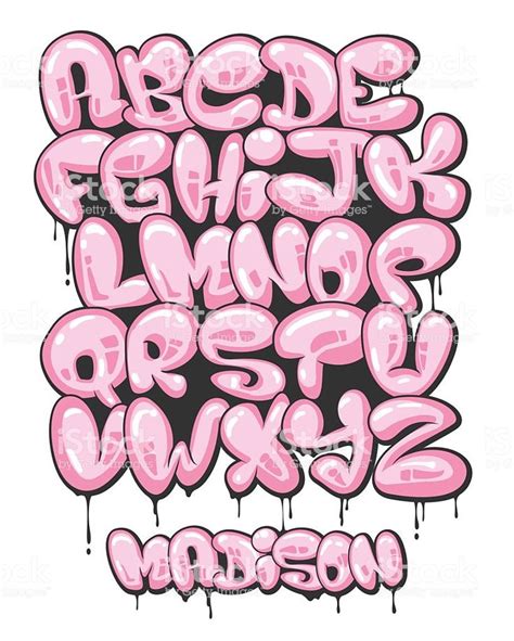 Pink Graffiti Font And Numbers On White Background Stock Photo
