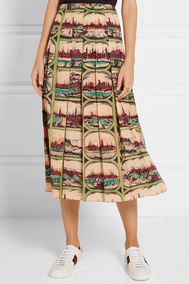Gucci Pleated Printed Silk Midi Skirt Net A Portercom