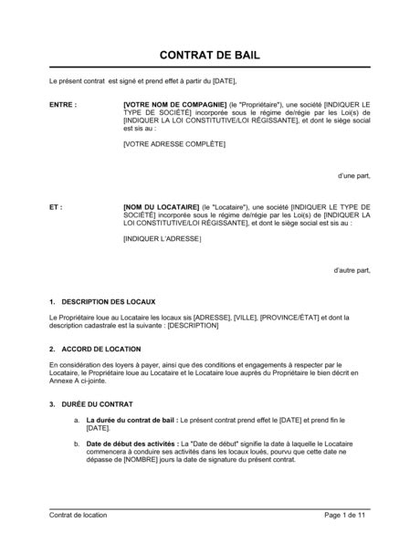 Bail Contrat de location Modèles Exemples PDF Biztree com