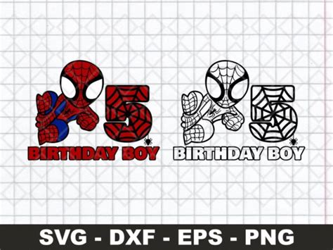 5th Birthday SVG, Happy Birthday Spiderman SVG, Birthday Boy SVG Cricut