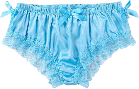 Dpois Mens Frilly Satin Knickers Bowknot Brief Crossdresser Underwear
