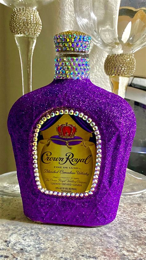 Custom Bling Crown Royal Bottle Etsy Alcohol Bottle Crafts Alcohol Bottle Decorations