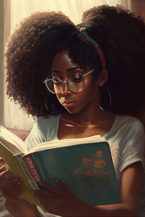 Black Girl Reading Vertical Etsy