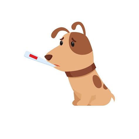 Free Vector Sick Puppy With Thermometer Sitting Sad Dog With High