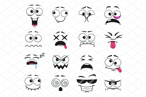 cartoon face expressions vector illustrations ~ creative market