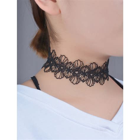 Sexy Hollow Out Flower Black Lace Choker Necklaces Women Fashion Punk Gothic Choker Handmade