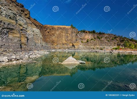 Abandoned Granite And Sand Quarry With A Lake Stone Extraction In The