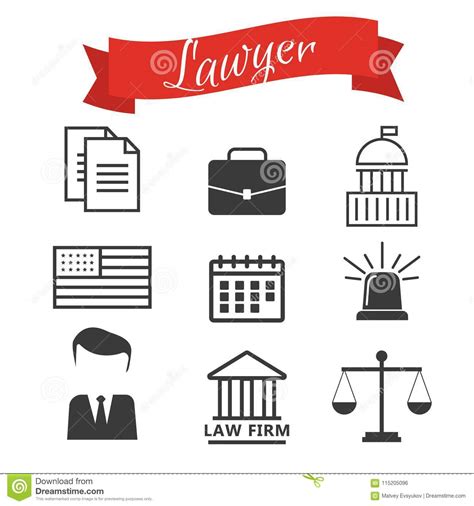 Lawyer Concept. Lawyer Icons In Flat Style. Lawyer Sign And Symbol Vector. Lawyer Set 