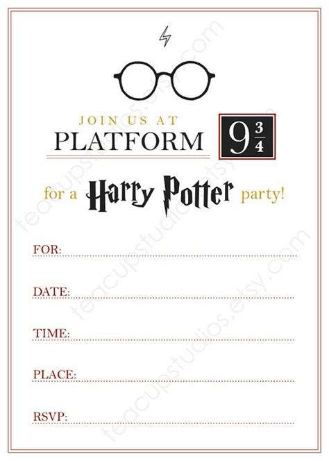 Harry Potter Birthday Party Ticket With Glasses On It