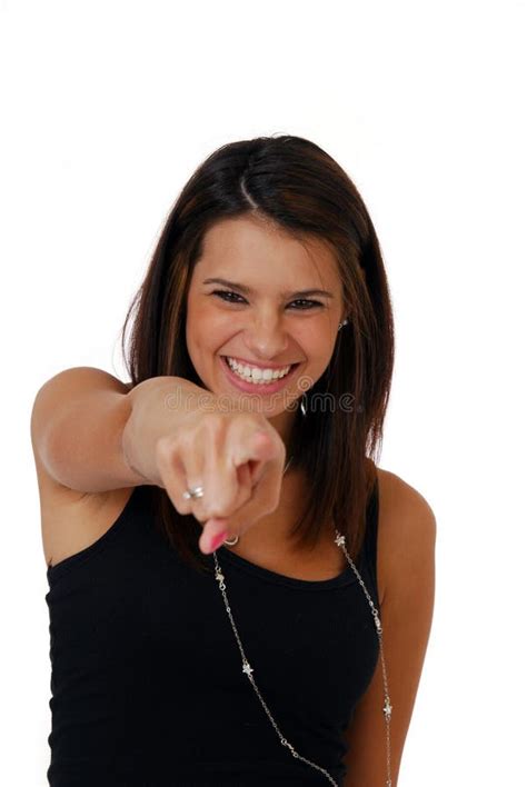 Woman Pointing Her Finger Stock Image Image Of Brunette 10338153