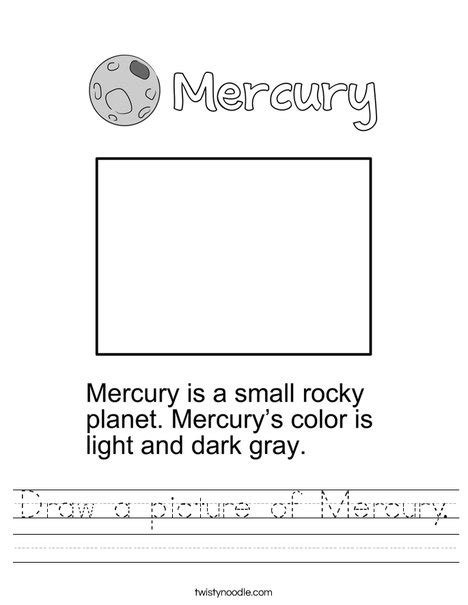 Draw A Picture Of Mercury Worksheet Twisty Noodle