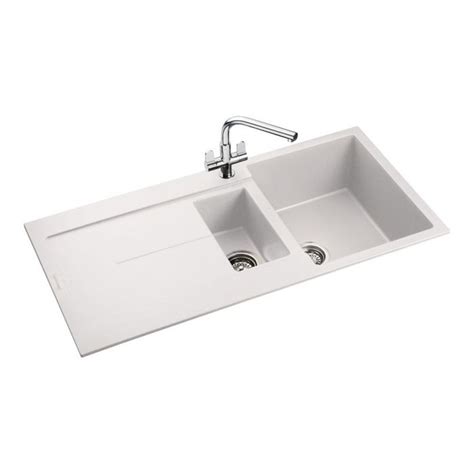 Rangemaster Scoria 15 Bowl Igneous Crystal White Sink Reversible